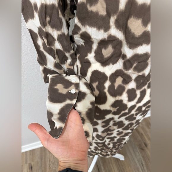 J.Crew Tie-front Silk Shirtdress In Dusty Leopard Size 14-16 - Picture 7 of 12